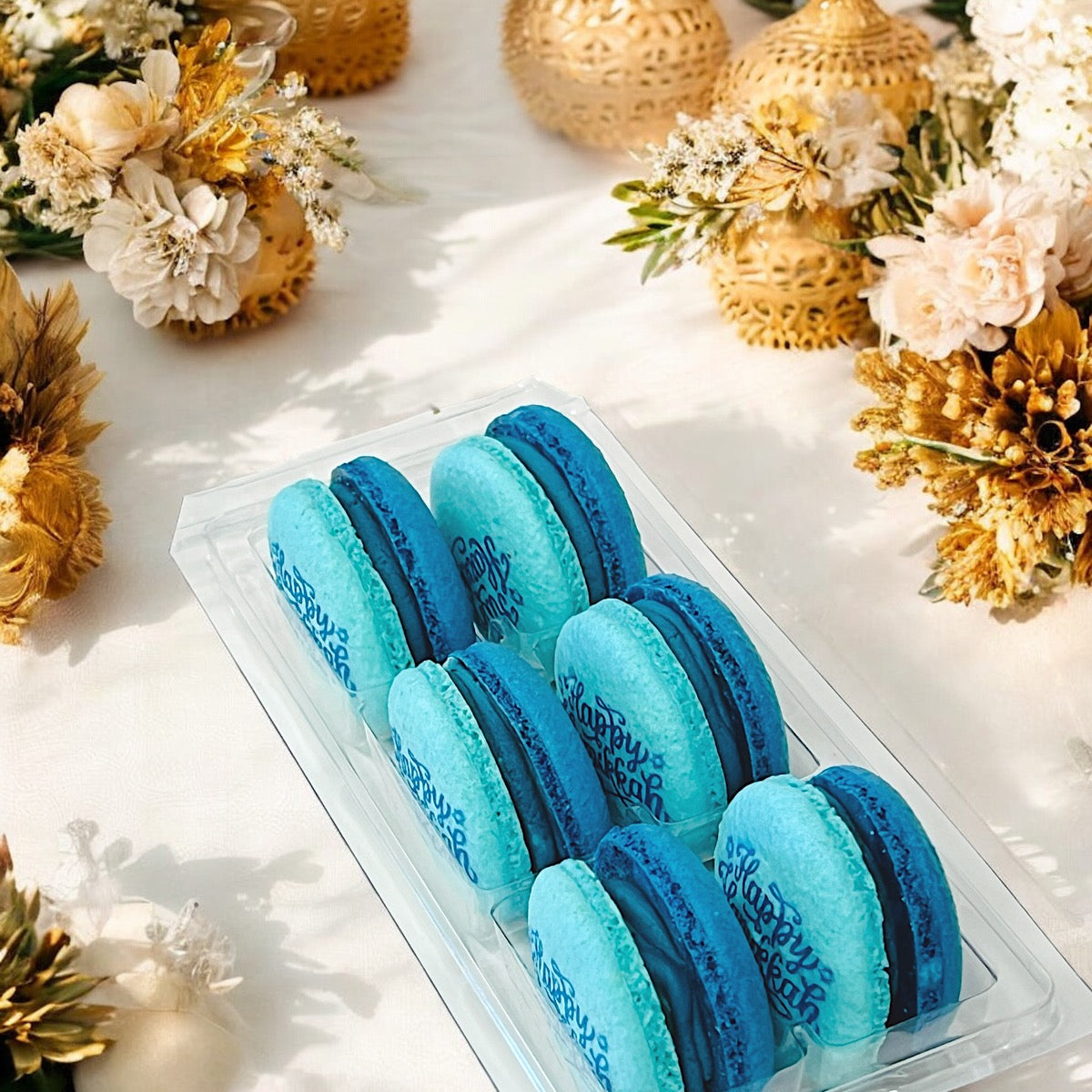 Happy Hanukkah Vegan Macaron Set - 6 or 12 Pack