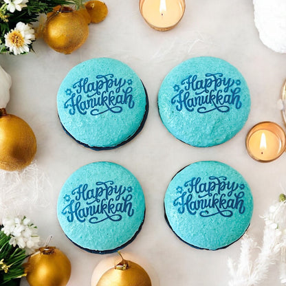 Happy Hanukkah Vegan Macaron Set - 6 or 12 Pack