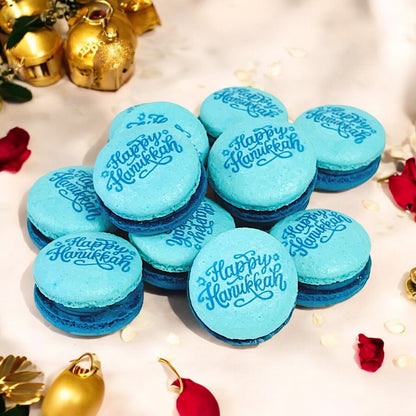 Happy Hanukkah Vegan Macaron Set - 6 or 12 Pack