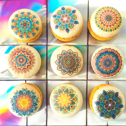 Intricate Mandala Art Macarons – Elegant and Unique French Treats