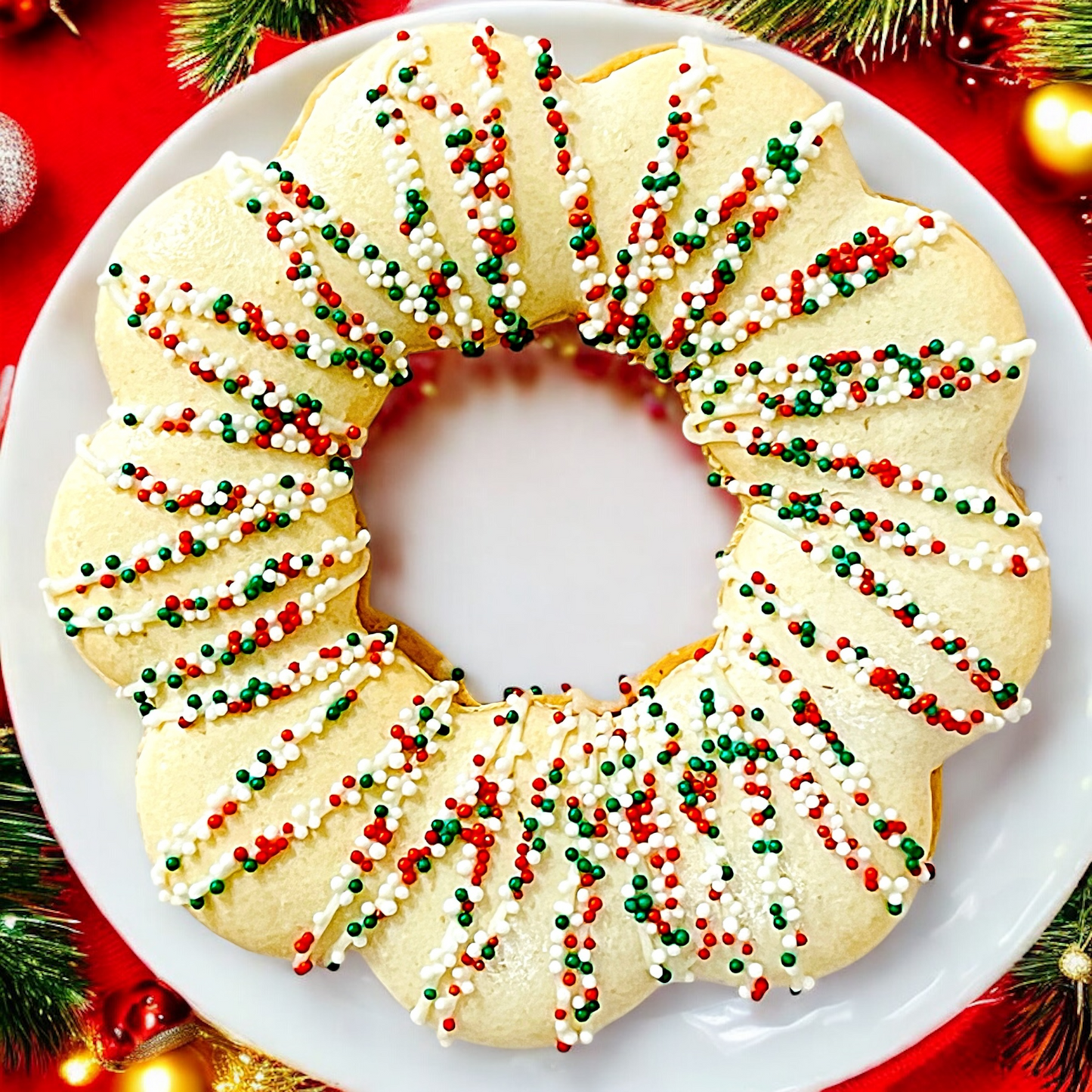 Festive Sprinkle Macaron Wreath – Custom Flavor Pick