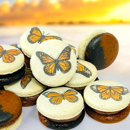 Monarch Butterfly French Macaron Set - Customizable Flavors