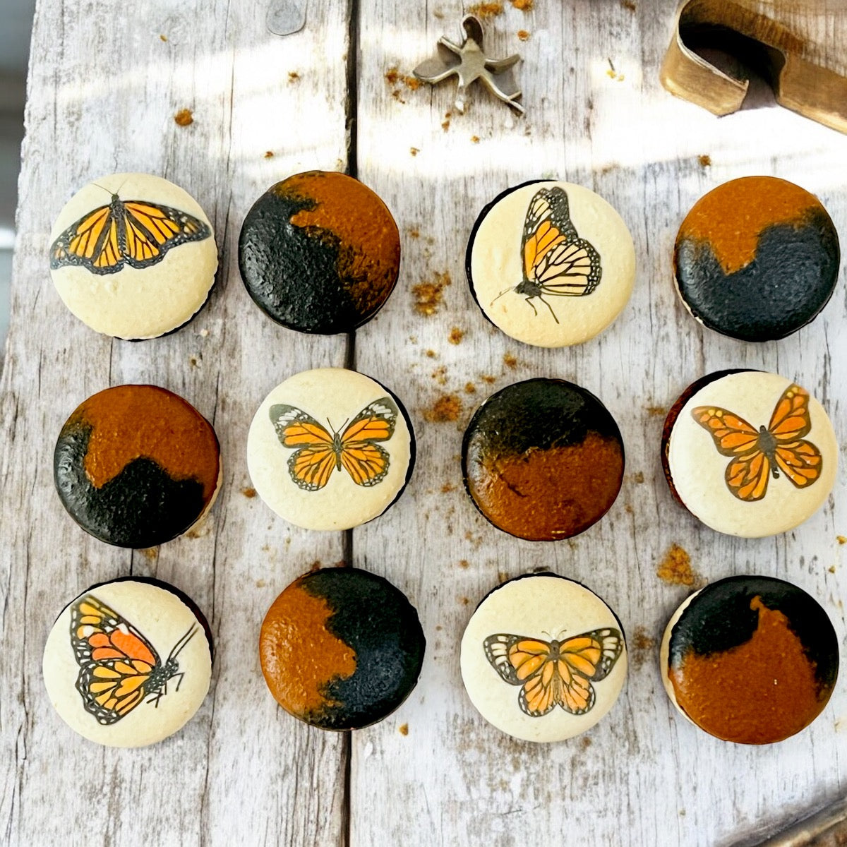 Monarch Butterfly French Macaron Set - Customizable Flavors