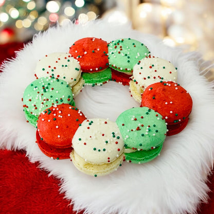 Festive Christmas Macaron Wreath - Customizable Flavor