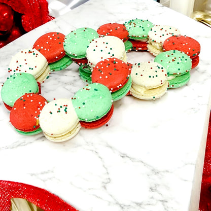 Festive Christmas Macaron Wreath - Customizable Flavor