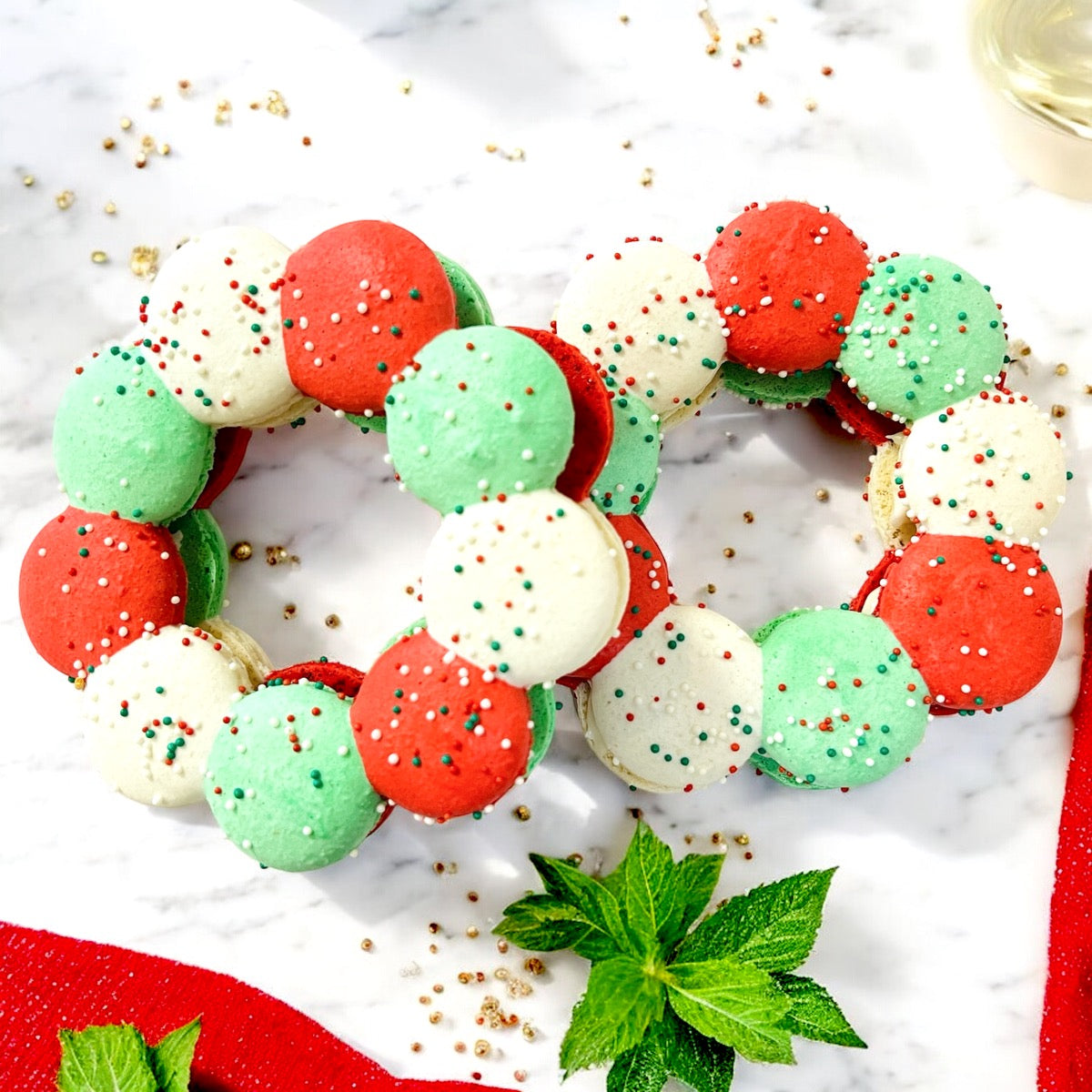 Festive Christmas Macaron Wreath - Customizable Flavor