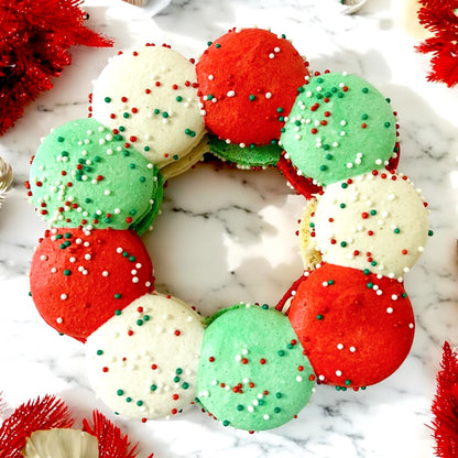 Festive Christmas Macaron Wreath - Customizable Flavor