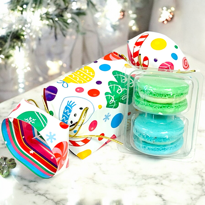 Holiday Candy Wrap Macaron Set - 6 Designs, Choose Your Flavors