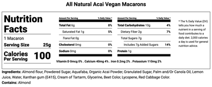 All Natural Açaí Lemon Vegan French Macarons | Available in 24 & 48 Pack - Macaron Centrale24 Pack