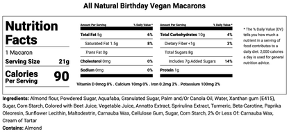 All Natural Birthday Vegan Macarons | Available in 4 & 12 Pack - Macaron Centrale4 Pack