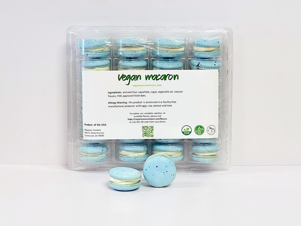 All Natural Blueberry Vegan French Macarons | Available in 24 & 48 Pack - Macaron Centrale24 Pack