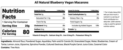 All Natural Blueberry Vegan French Macarons | Available in 24 & 48 Pack - Macaron Centrale24 Pack