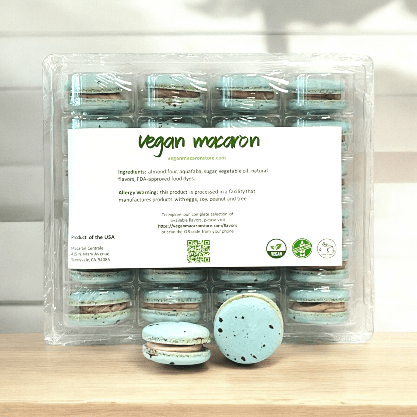 All Natural Blueberry Vegan French Macarons | Available in 24 & 48 Pack - Macaron Centrale24 Pack