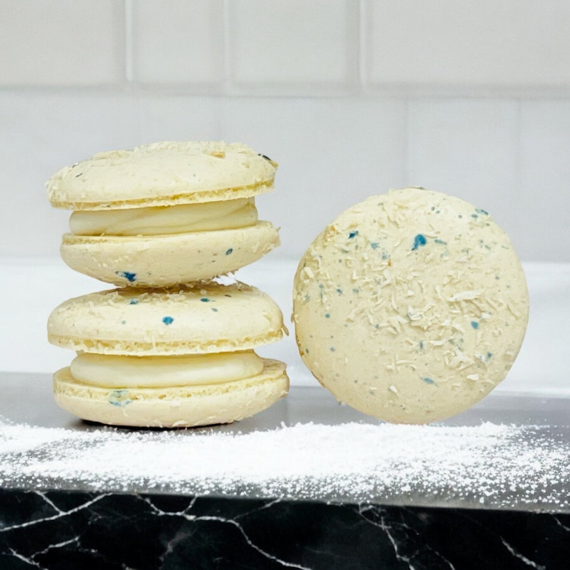 All Natural Creamy Coconut Vegan French Macarons | Available in 24 & 48 Pack - Macaron Centrale24 Pack