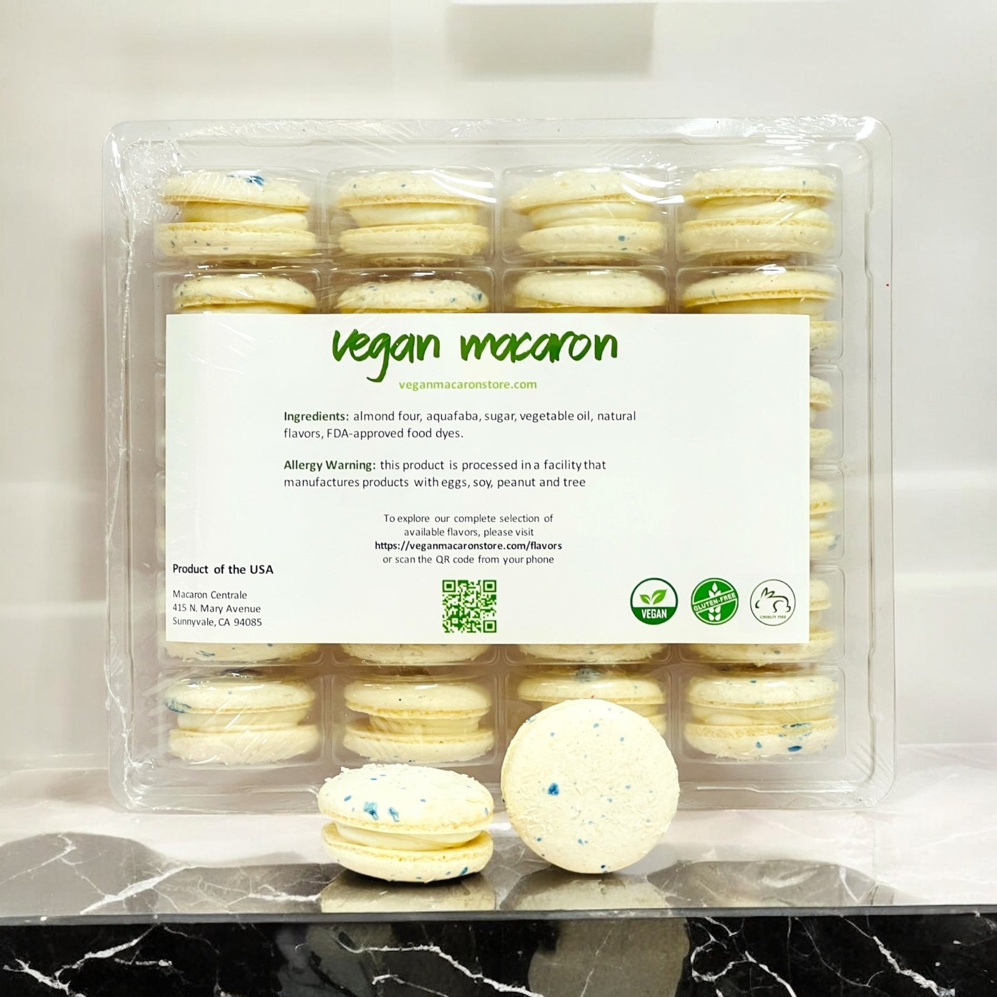 All Natural Creamy Coconut Vegan French Macarons | Available in 24 & 48 Pack - Macaron Centrale24 Pack