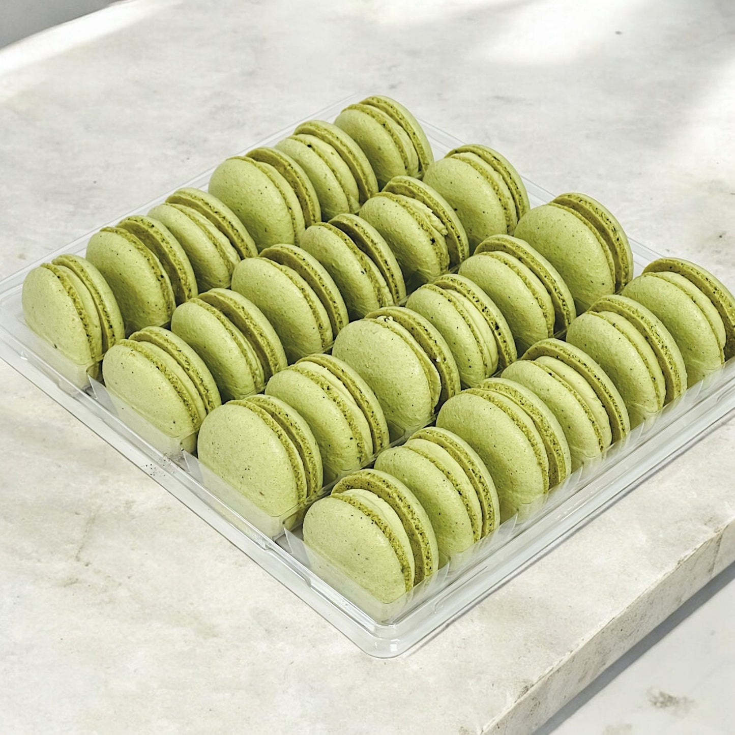 All Natural Creamy Matcha Vegan French Macarons | Available in 24 & 48 Pack - Macaron Centrale24 Pack