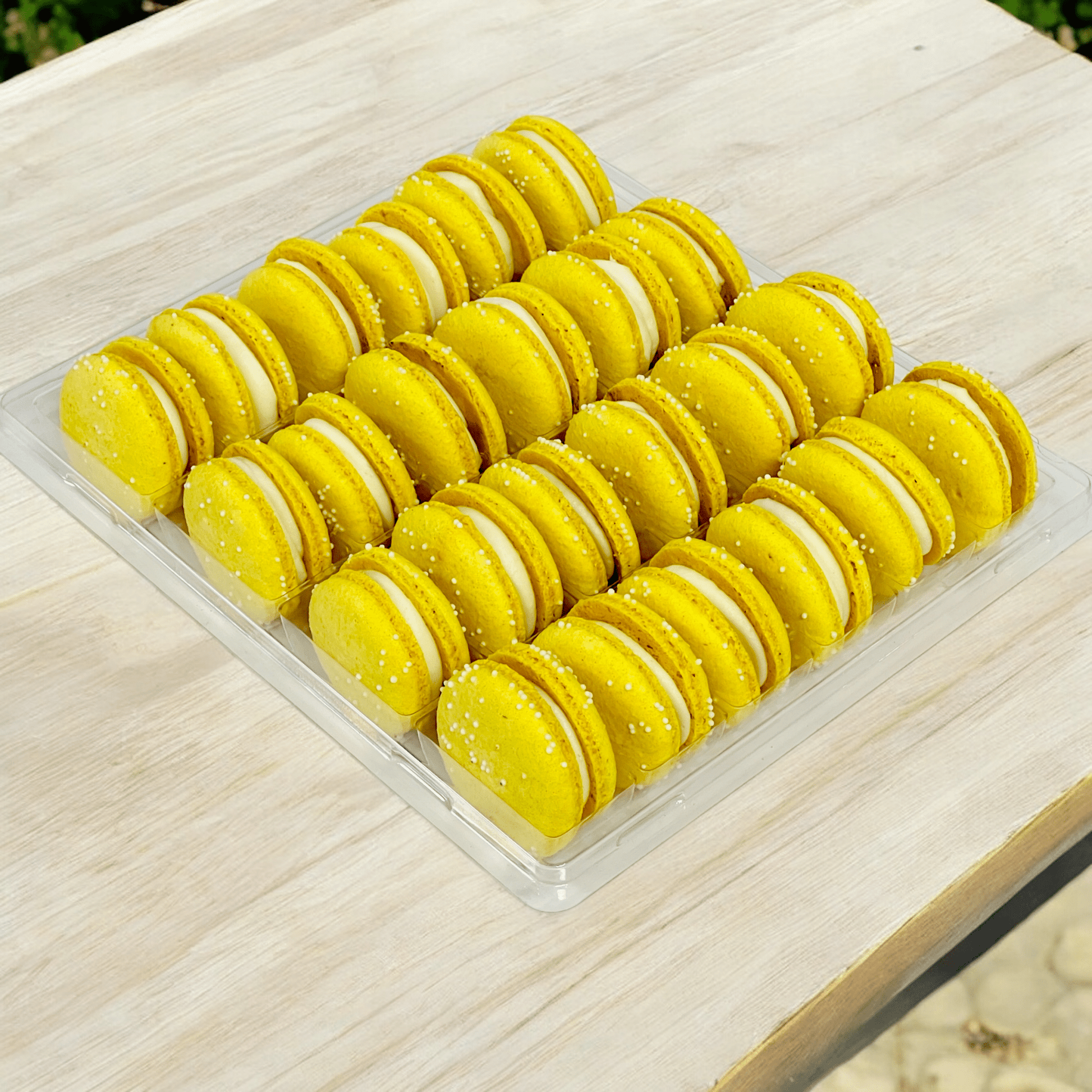 All Natural Creamy Pineapple Vegan French Macarons | Available in 24 & 48 Pack - Macaron Centrale24 Pack