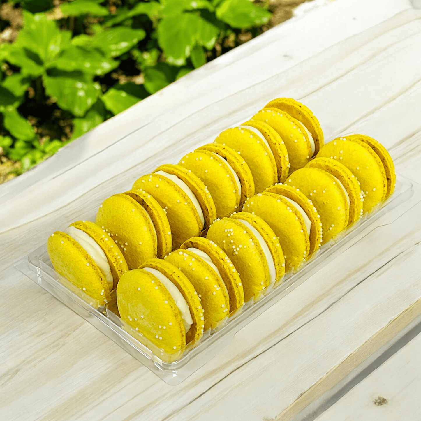 All Natural Creamy Pineapple Vegan French Macarons | Available in 24 & 48 Pack - Macaron Centrale24 Pack