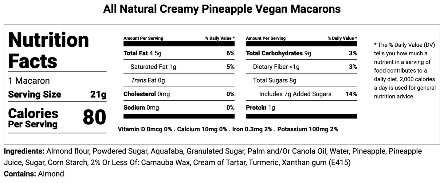 All Natural Creamy Pineapple Vegan French Macarons | Available in 24 & 48 Pack - Macaron Centrale24 Pack