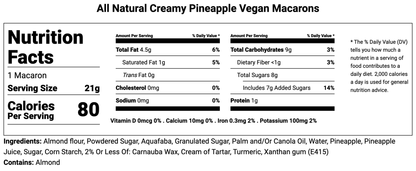 All Natural Creamy Pineapple Vegan French Macarons | Available in 24 & 48 Pack - Macaron Centrale24 Pack