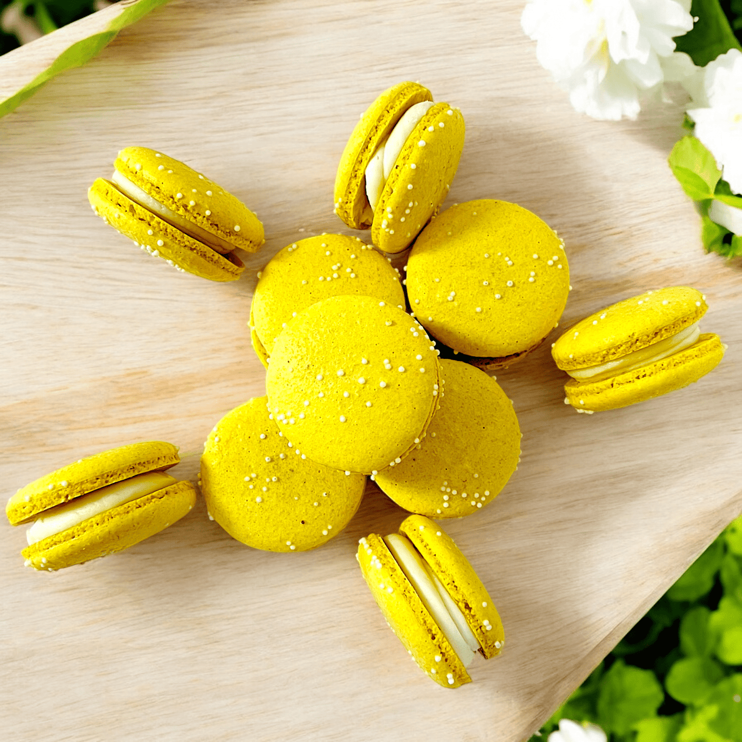 All Natural Creamy Pineapple Vegan French Macarons | Available in 24 & 48 Pack - Macaron Centrale24 Pack