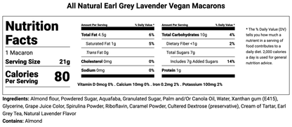 All Natural Earl Grey Lavender Vegan French Macarons | Available in 4 & 12 Pack - Macaron CentraleNW14 Pack