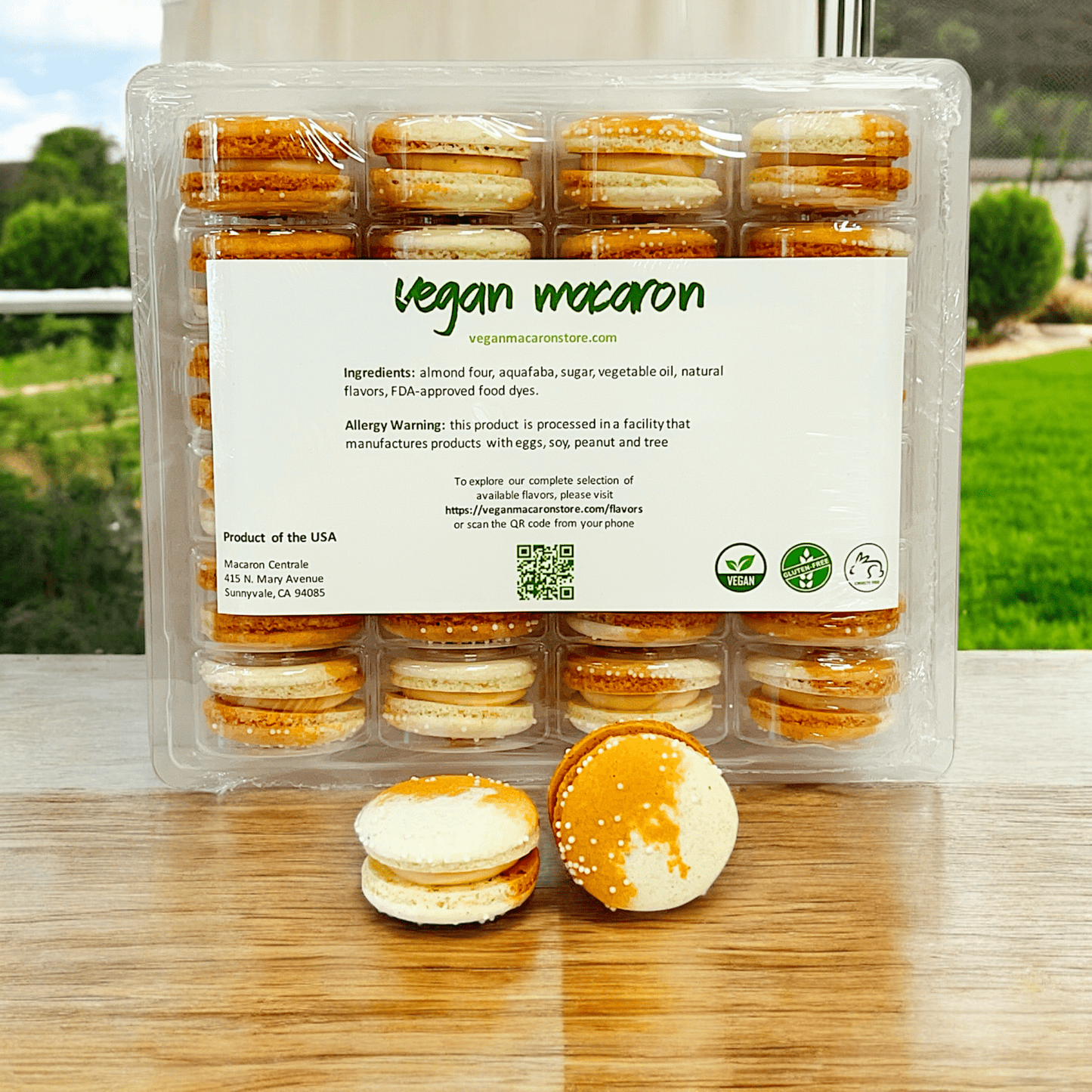 All Natural Orange Cream Vegan French Macarons | Available in 24 & 48 Pack - Macaron Centrale24 Pack