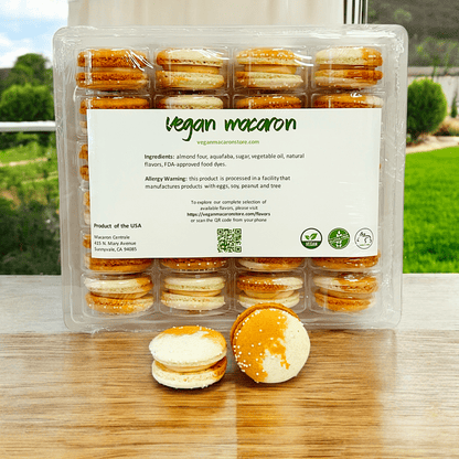 All Natural Orange Cream Vegan French Macarons | Available in 24 & 48 Pack - Macaron Centrale24 Pack