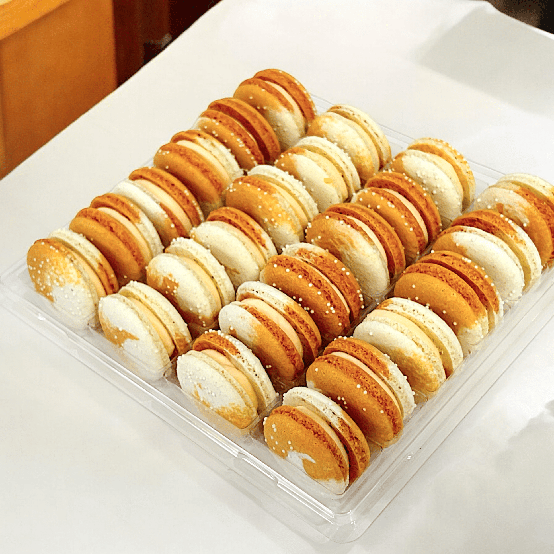 All Natural Orange Cream Vegan French Macarons | Available in 24 & 48 Pack - Macaron Centrale24 Pack