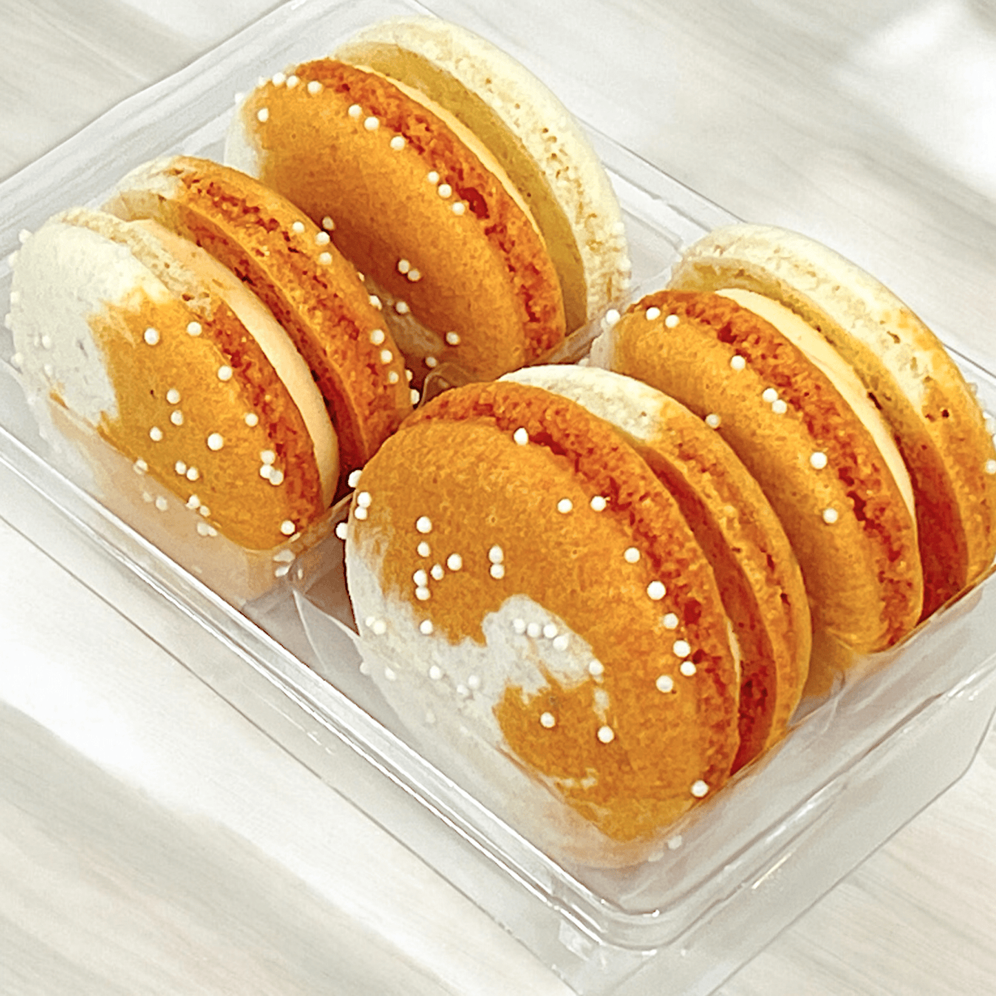 All Natural Orange Cream Vegan French Macarons | Available in 24 & 48 Pack - Macaron Centrale24 Pack