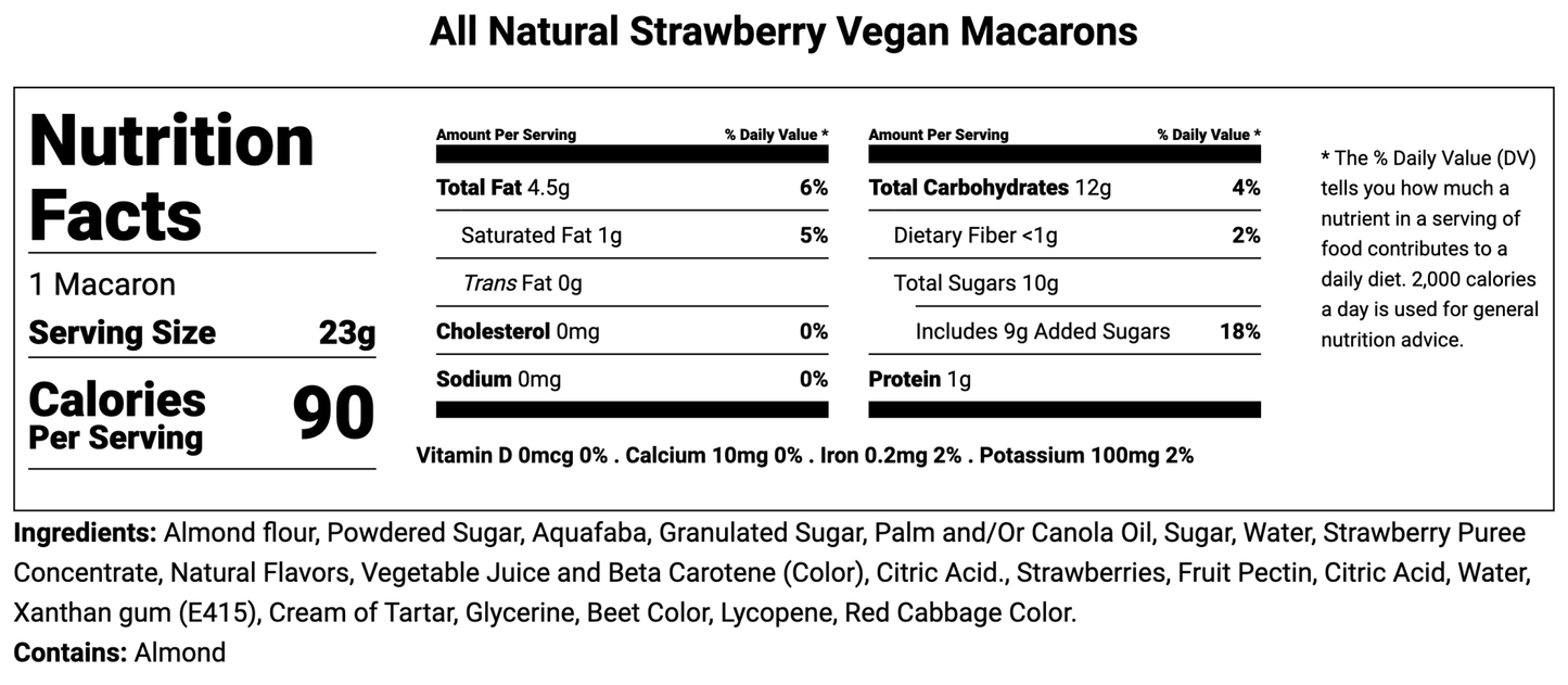 All Natural Strawberry Vegan Macarons - Macaron Centrale4 Pack