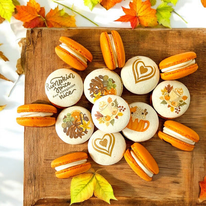 Autumn Vegan Macaron Trio – Pumpkin Spice, Maple Pumpkin, Chocolate Pumpkin Delight - Macaron Centrale12 Pack