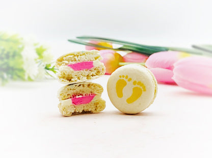 BIC | Baby is Coming Set 6 Pack French Macarons | Perfect for Baby Shower and Baby Gender Reveal Pary - Macaron CentraleNonePink with pink icing