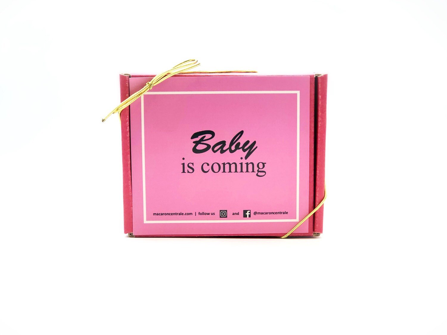 BIC | Baby is Coming Set 6 Pack French Macarons | Perfect for Baby Shower and Baby Gender Reveal Pary - Macaron CentraleNonePink with pink icing