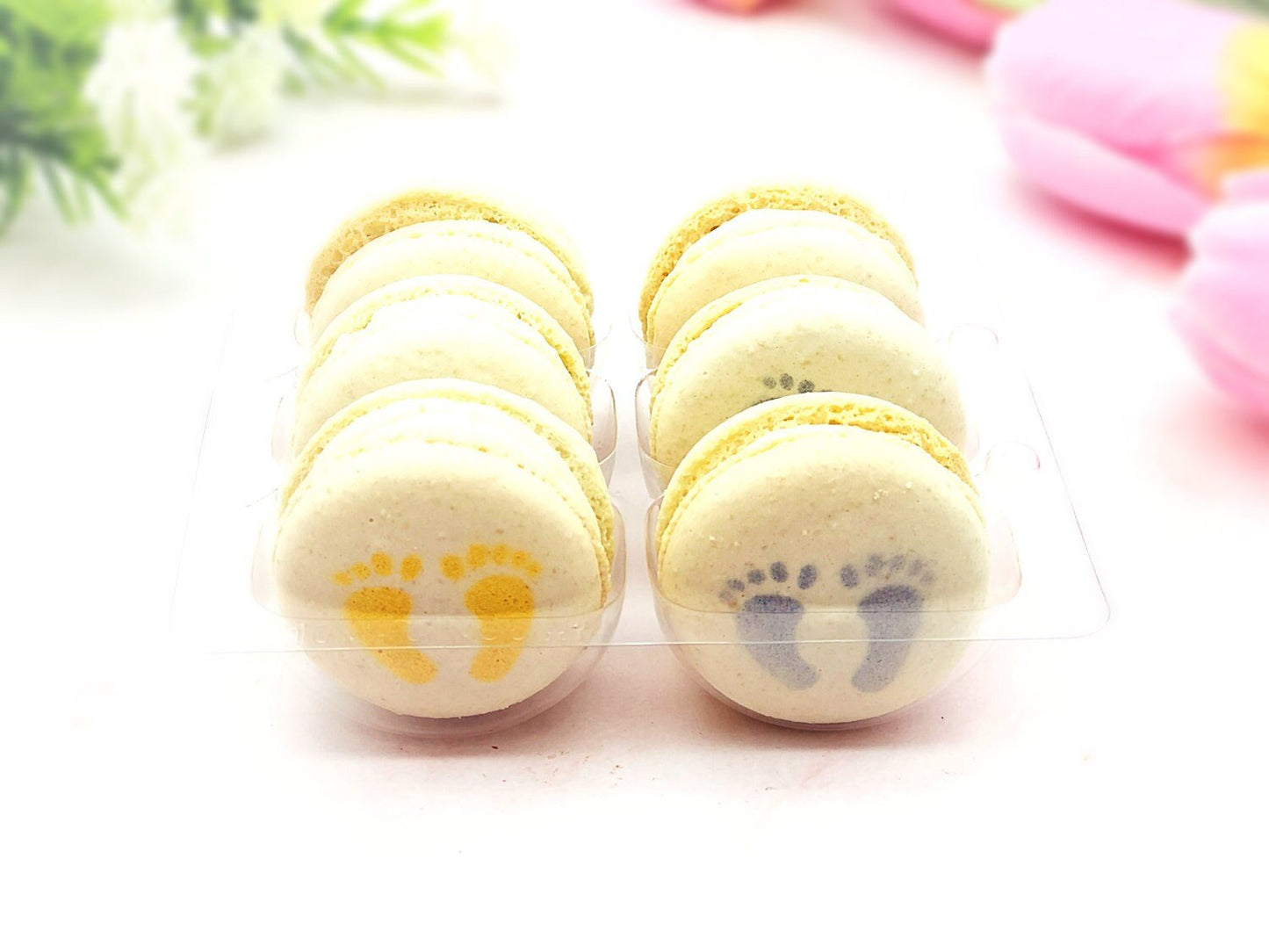 BIC | Baby is Coming Set 6 Pack French Macarons | Perfect for Baby Shower and Baby Gender Reveal Pary - Macaron CentraleNonePink with pink icing