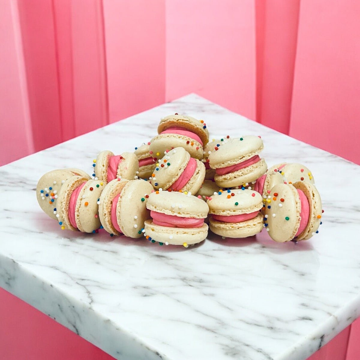 Birthday Mini Macarons - Perfect for Decorating Cupcakes, Cakes, Ice Cream, and More - Macaron Centrale16 Pack