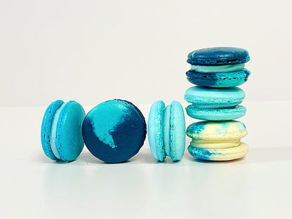 Blue Vibe: A Flavorful Quartet of French Macarons in One Set | 36 Pack - Macaron Centrale