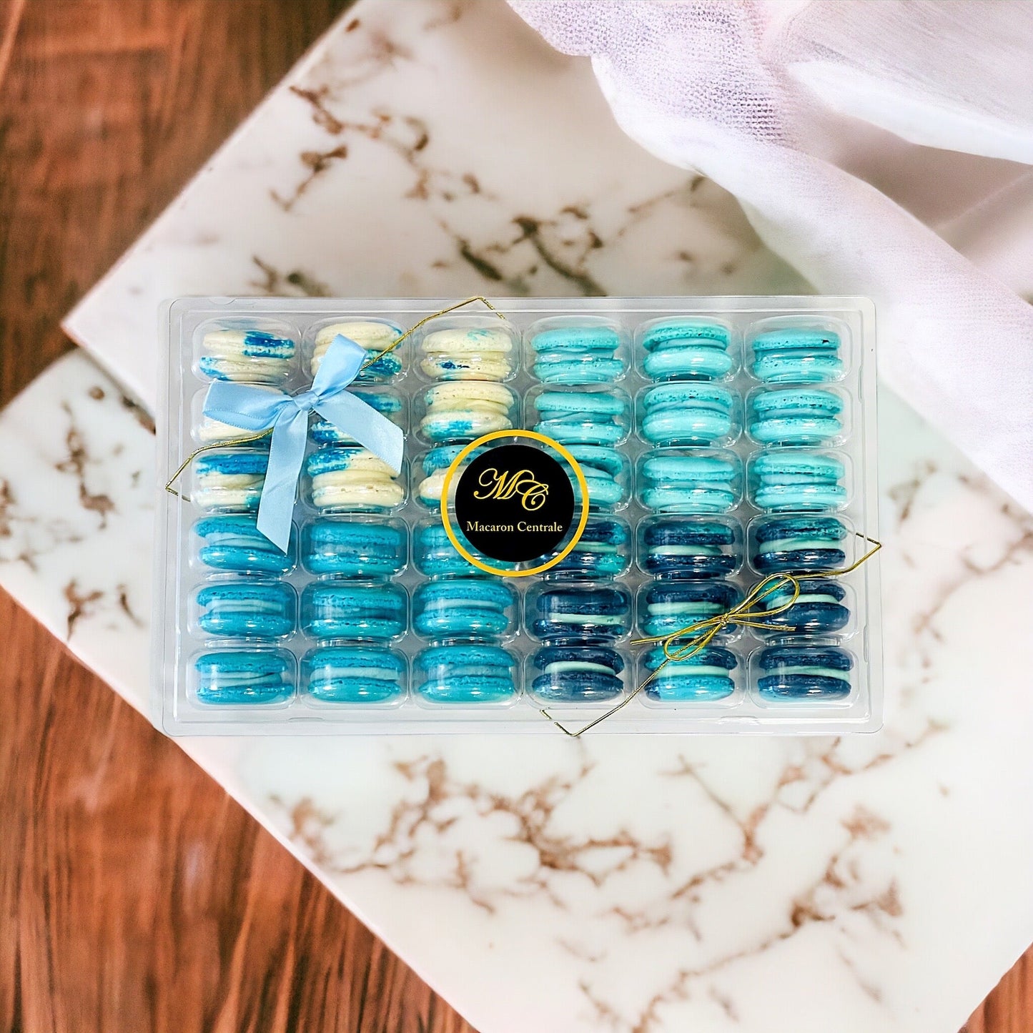 Blue Vibe: A Flavorful Quartet of French Macarons in One Set | 36 Pack - Macaron Centrale