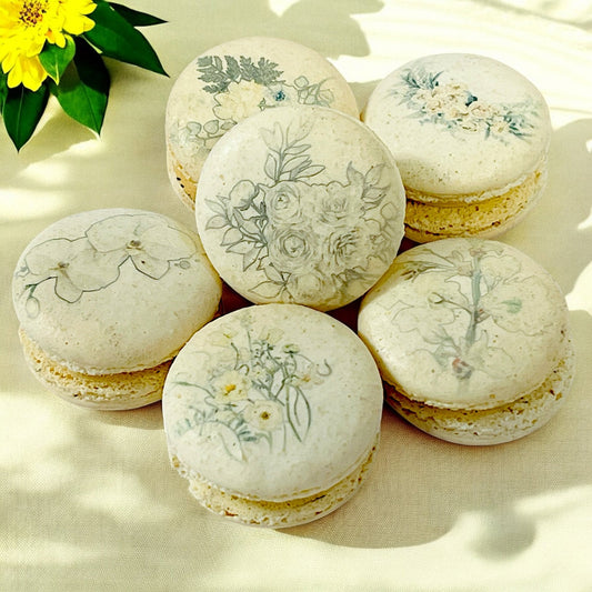 Botanical French Macaron Set: Customizable Delights in Packs of 6, 12, or 24 - Macaron Centrale6 Pack