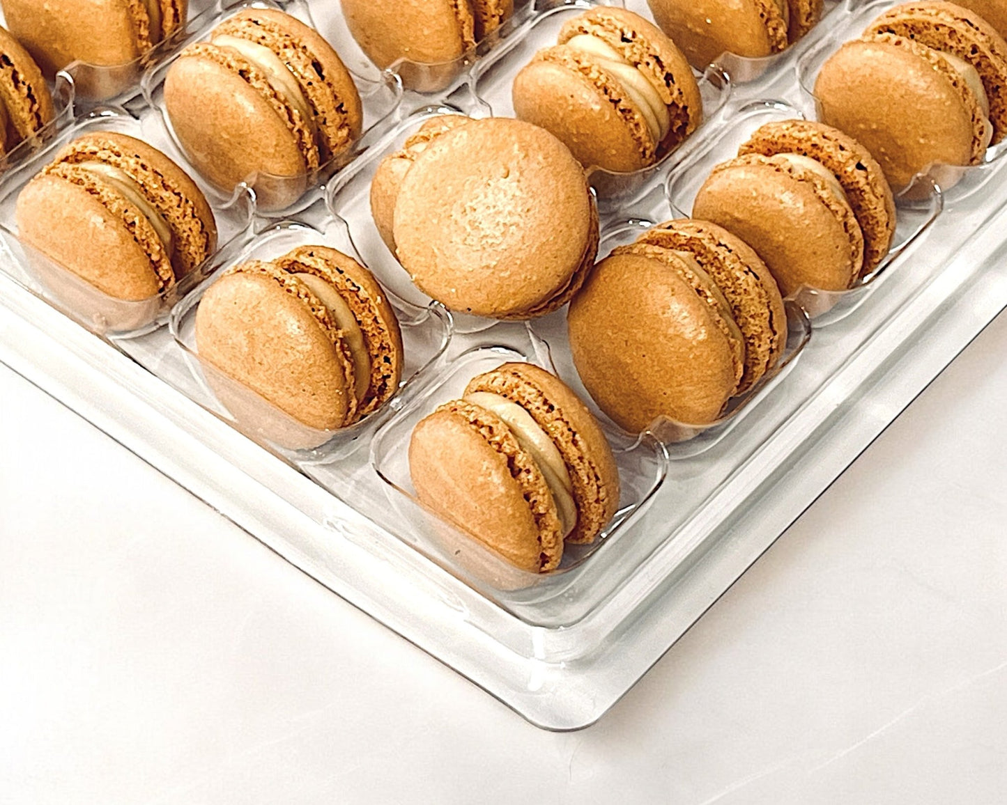 Caramel Mini Macarons - Perfect for Decorating Cupcakes, Cakes, Ice Cream, and More! - Macaron Centrale16 Pack