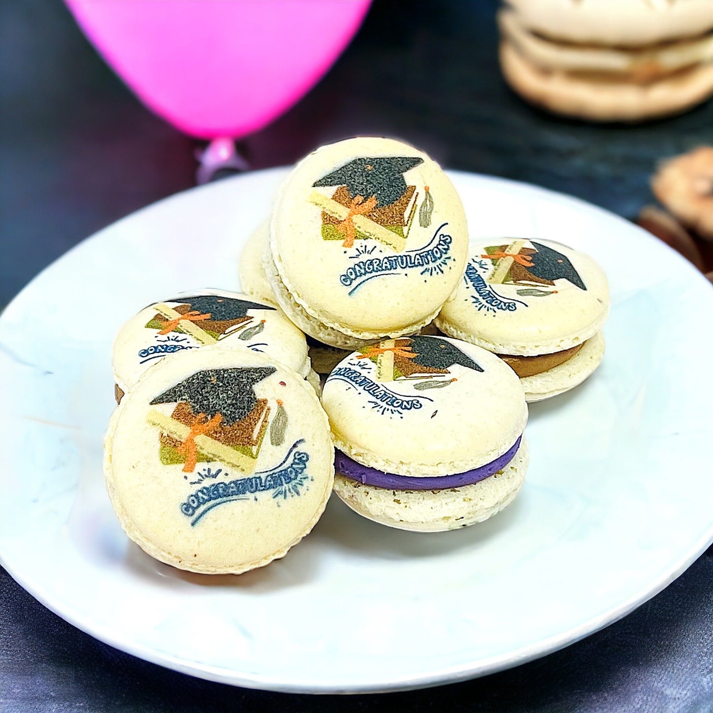 Celebrate Graduation: Congratulation French Macarons | Available in 6 & 12 Pack - Macaron Centrale6 pack