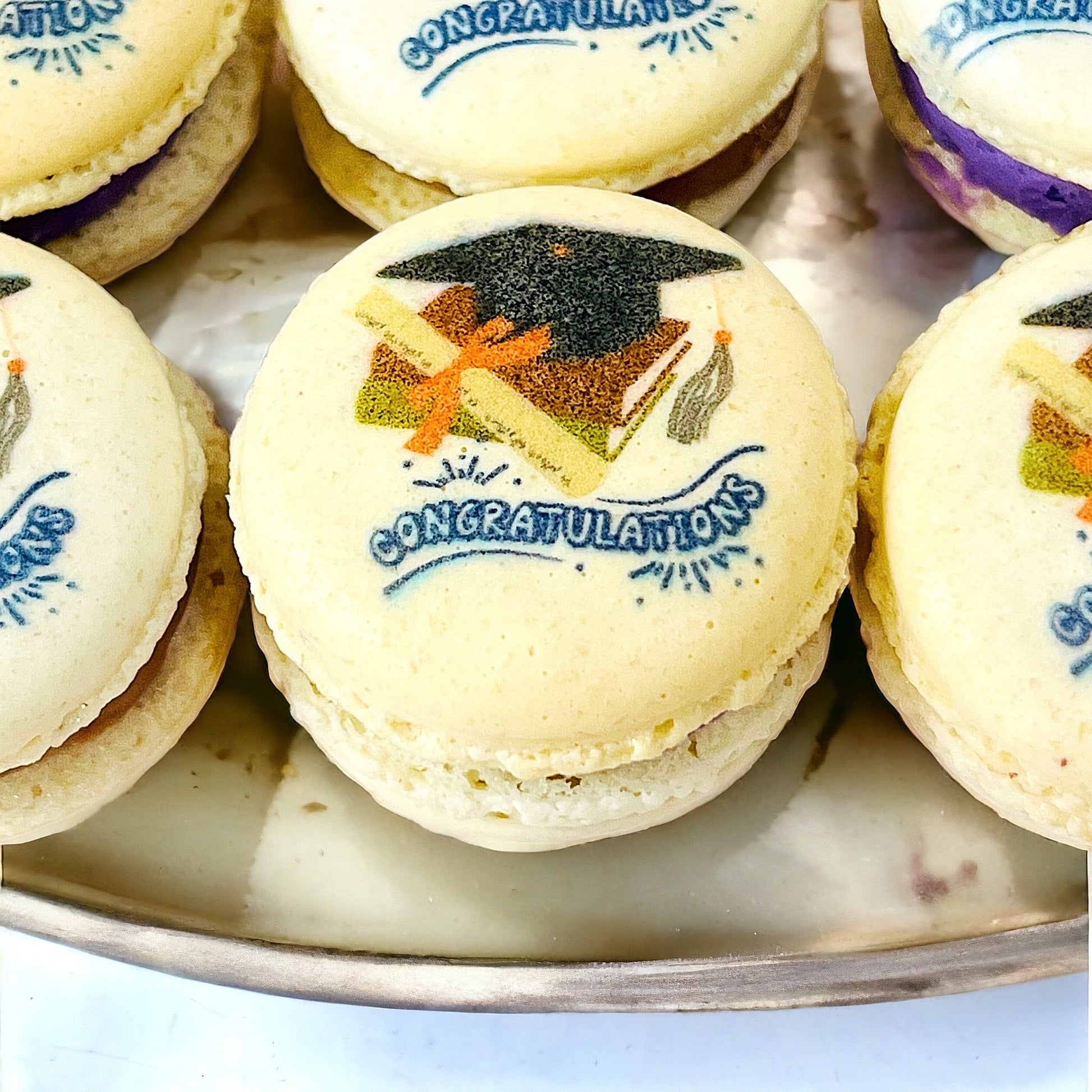 Celebrate Graduation: Congratulation French Macarons | Available in 6 & 12 Pack - Macaron Centrale6 pack