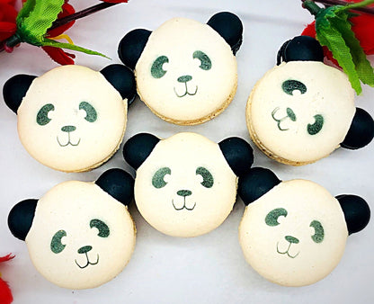 Chocolate Panda Macarons | Available in both traditional and vegan option. - Macaron Centrale4 Pack