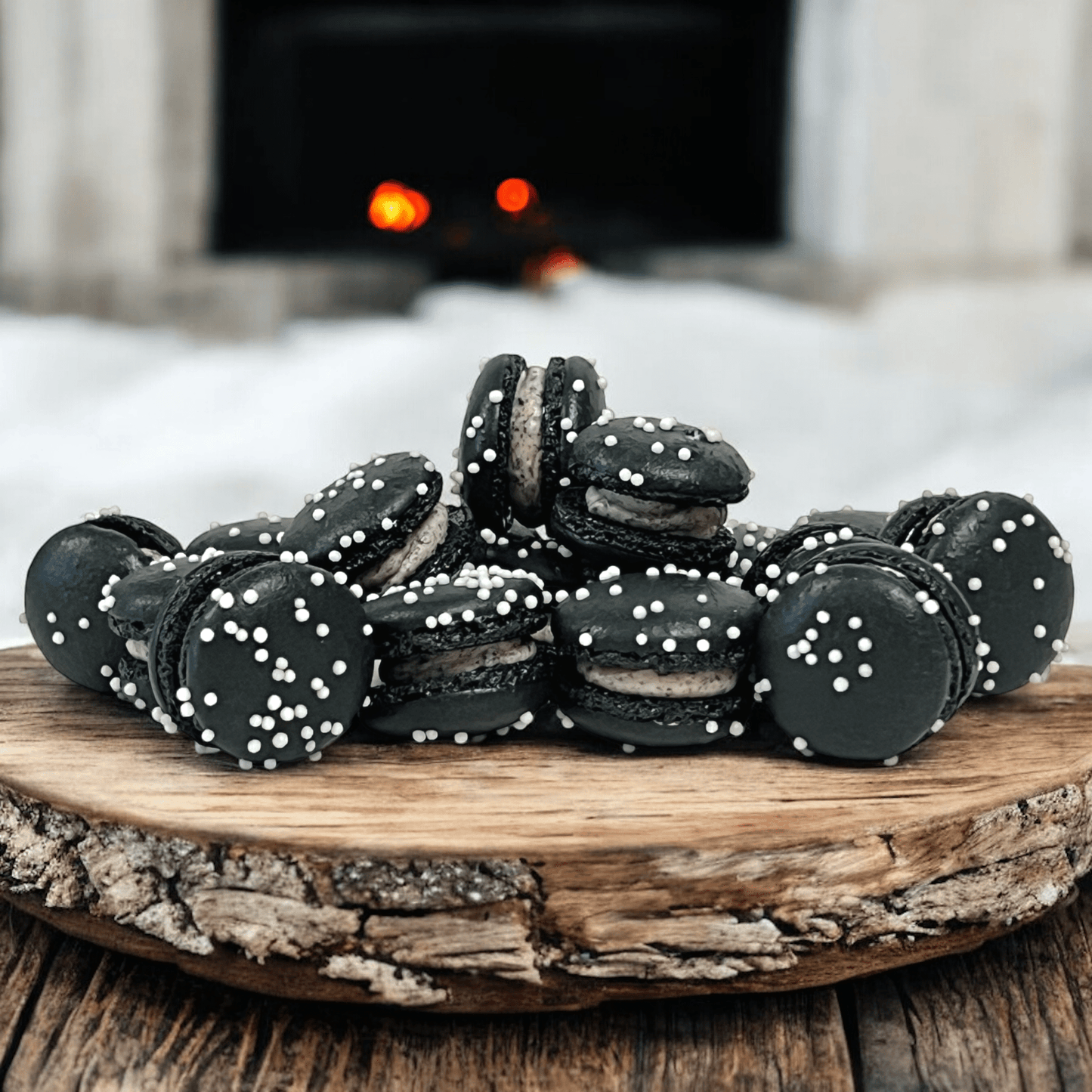 Classic Oreo Mini Macarons - Perfect for Decorating Cupcakes, Cakes, Ice Cream, and More! - Macaron Centrale16 Pack