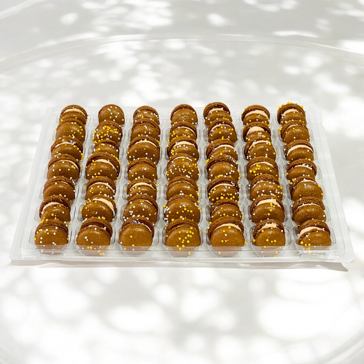 Coconut Caramel Mini Macarons - Perfect for Decorating Cupcakes, Cakes, Ice Cream, and More - Macaron Centrale16 Pack