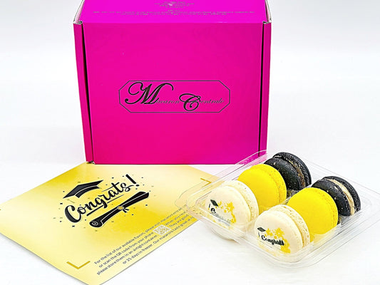 Congrats French Macaron Box (Black / Yellow) | Available in 6 & 12 Pack - Macaron CentraleBlackberry6 Pack