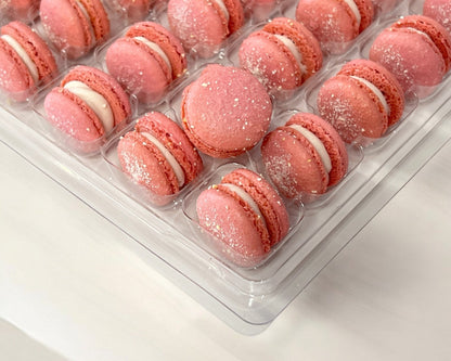 Cranberry Mini Macarons - Perfect for Decorating Cupcakes, Cakes, Ice Cream, and More! - Macaron Centrale16 Pack