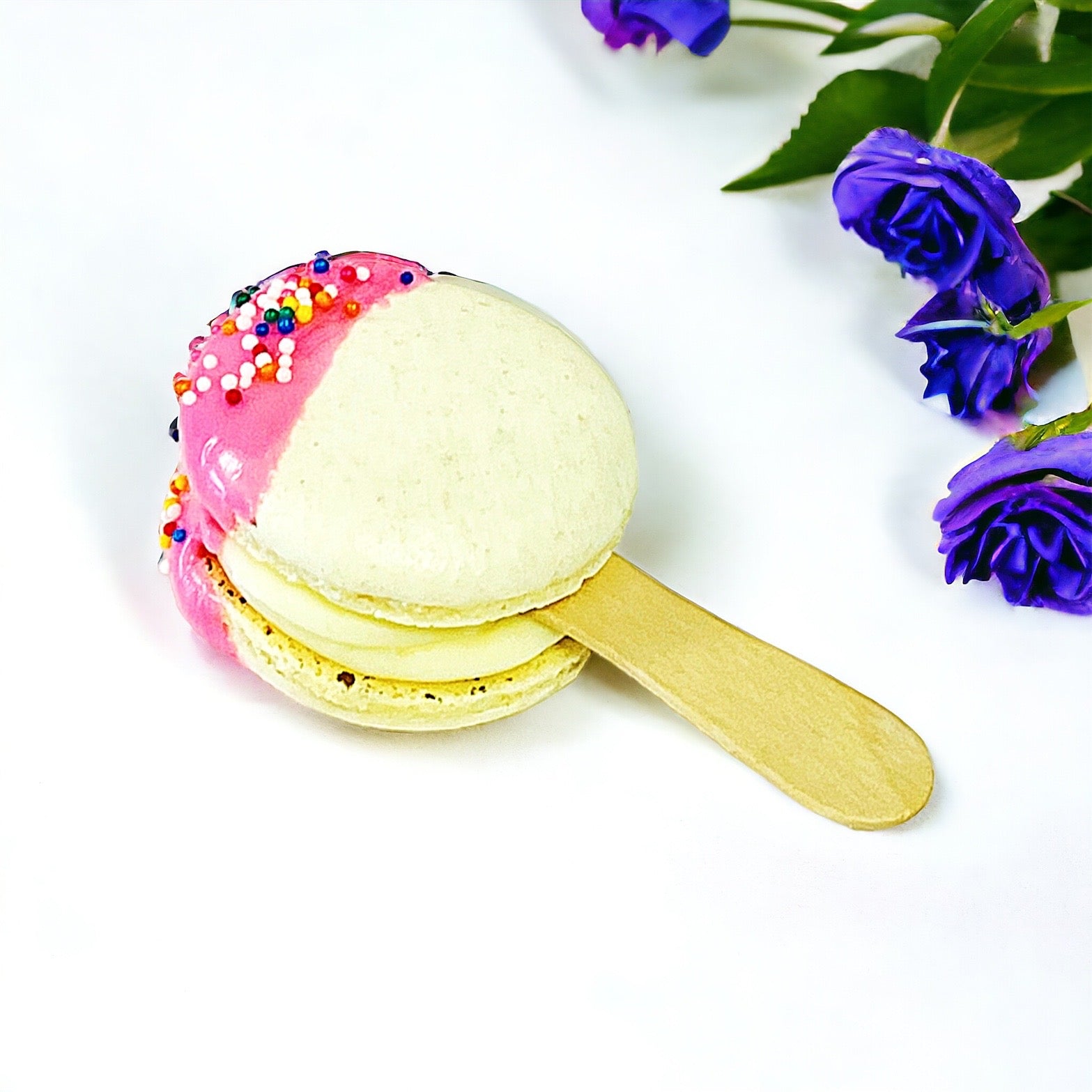 Creamy Vanilla Chocolate French Macaron Cake Pop | Available in 12 & 24 - Macaron Centrale12 Pack