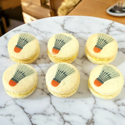 Customizable Badminton - Themed French Macarons – Choose Your Flavor! - Macaron Centrale6 Pack