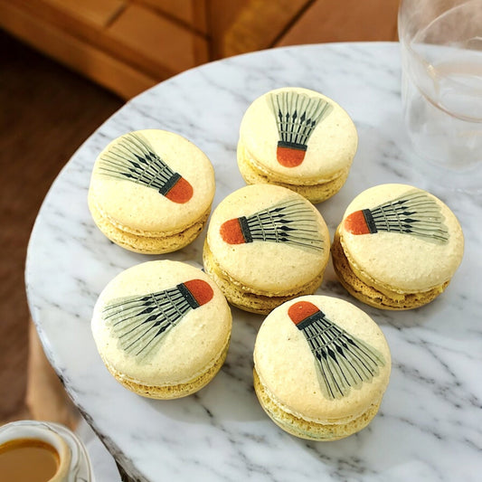 Customizable Badminton - Themed French Macarons – Choose Your Flavor! - Macaron Centrale6 Pack